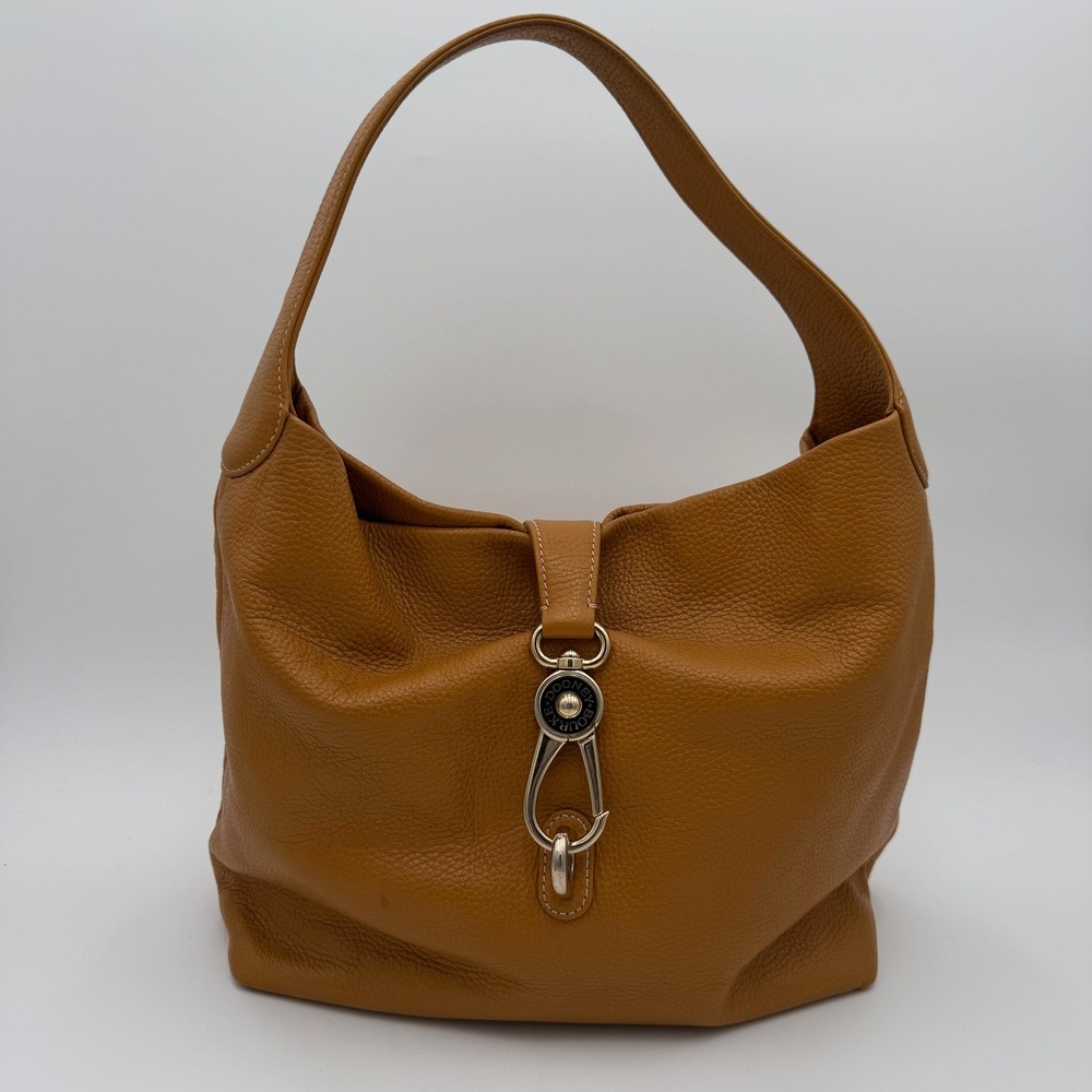 Dooney & Bourke Pebbled Leather Hobo Bag Ginger Tan Large Lobster Clasp Shoulder